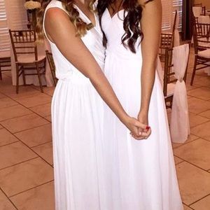 Strapless white formal gown